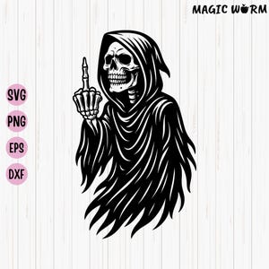 Grim Reaper Skull SVG: Halloween Skeleton Hand Vector (Digital Download)