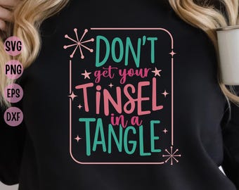 Funny Christmas Tinsel Tangle SVG: Cricut Jumper Design (Digital Download)
