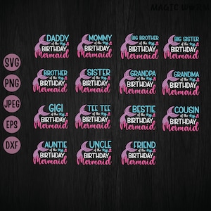 Meerjungfrau-Geburtstags-Familien-Bundle-Svg, Geburtstagskind-Svg, Familie Meerjungfrau-Geburtstag-Svg, Meerjungfrau-Geburtstags-Shirt-Svg, Schnittdatei, sofortiger Download