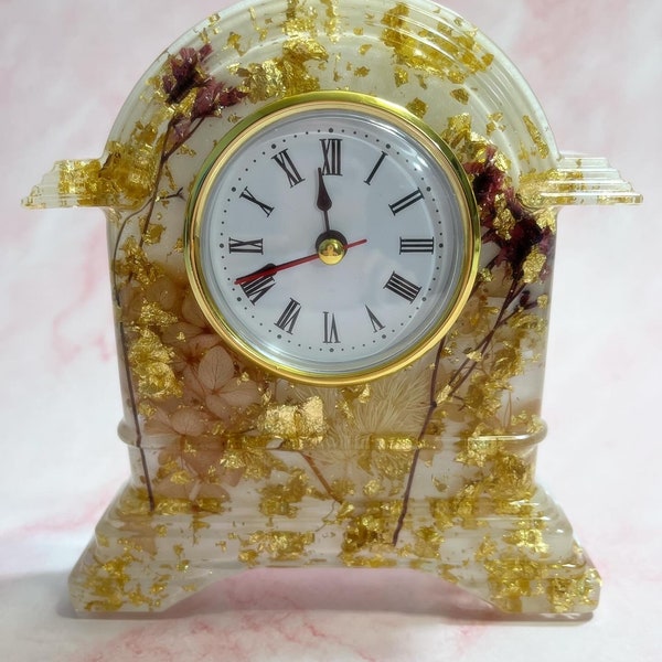 Gold Floral Mantel Clock