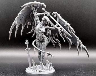 Lamashtu, Demon, Female Demon, Devil, Female Devil, Sword Demon, Sword Angel, Sorceress, Warlock, Printomancer, Miniature, DnD mini