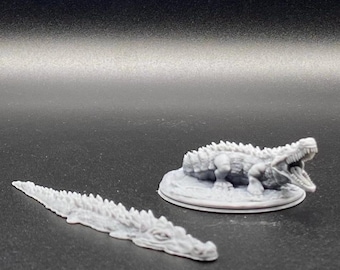 Crocodile, Alligator attack or floating 3D printed miniature minifigure for DND, tabletop gaming, pathfinder