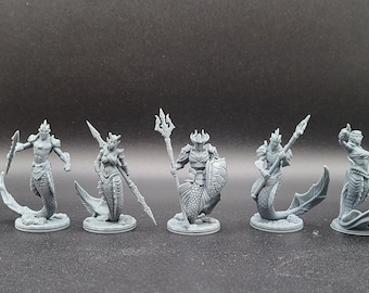 Merfolk, Mermaid, Mermen, Merrow, Sea King, Sea Warrior, Seafolk, DnD mini, TTRPG miniatures, EC3D
