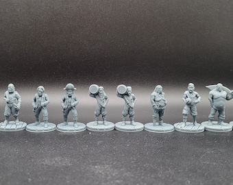 Pirates, Crew, Sailors, Seamen, NPC, NPCs, Longshoremen, Dock Workers, DnD minis, TTRPG miniatures, EC3D