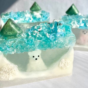 BEAR SOAP / Bear in a Den / Winter Soap/ Bear in Ice/ Christmas Soap / Kids Soap / Animal Soap / Polar Bear Soap / Snow Soap / Gift for Kids