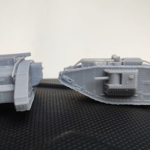 British WW1 tank Mark V &quot;Male&quot; 3D printed scale 1/100 for Wargaming