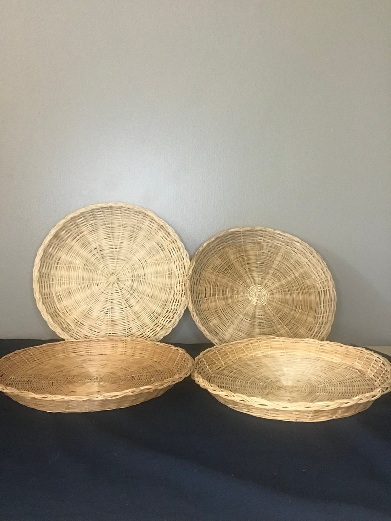 Vintage Wicker Plate Holders Set of 4 Etsy