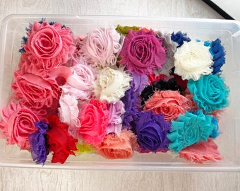 Lot of 114 Shabby Flowers Mix of Colors