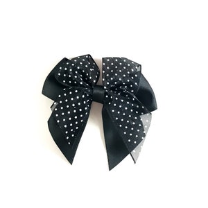 2.5 Black Double Layer Polkadot Bow for DIY Craft Fabric bow for hair accessories and crafts image 2
