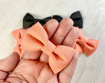 Fabric Bowtie Bows in Peach and Black - Fabric Bows