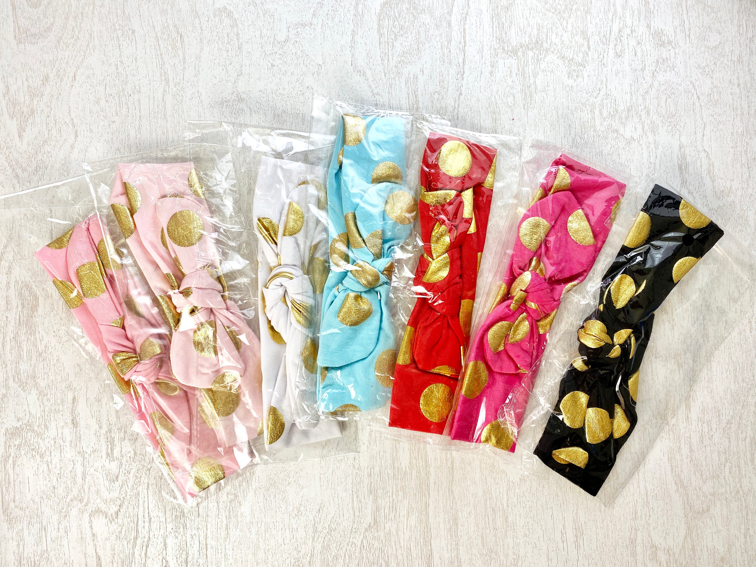Wholesale Baby Knotted Headbands With Gold Polkadots Etsy UK