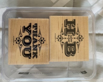Engraved Greetings Stampin' Up! 2-piece Rubber Stamp Set