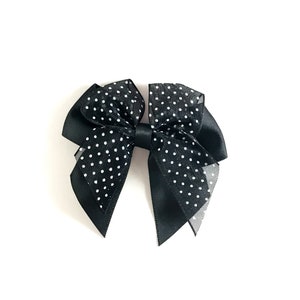 2.5 Black Double Layer Polkadot Bow for DIY Craft Fabric bow for hair accessories and crafts image 1