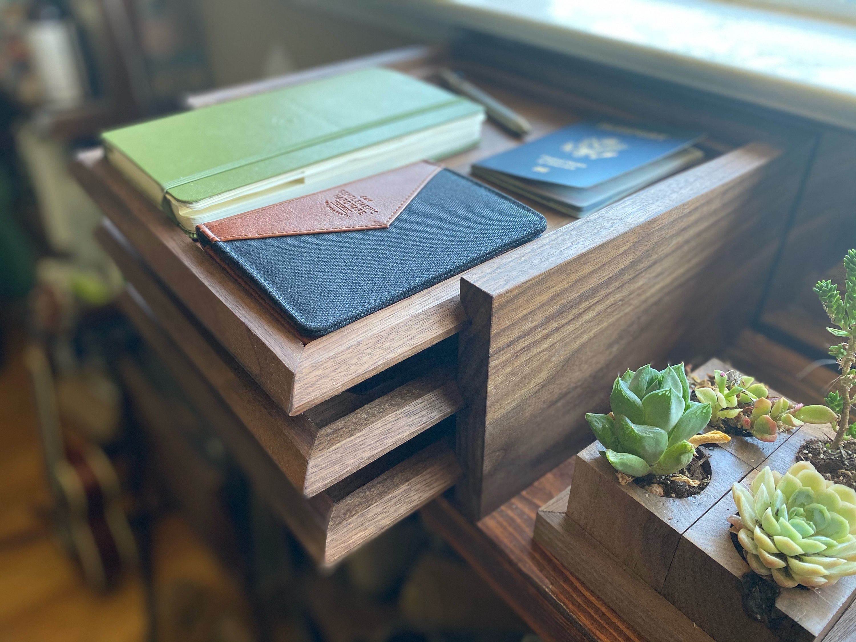 Walnut Desk Organizer Etsy