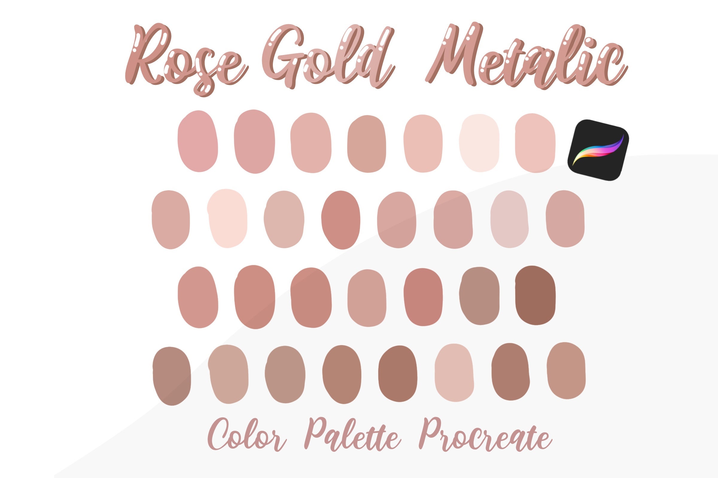 Rose Gold Metallic Procreate Paleta de colores / Descarga Etsy