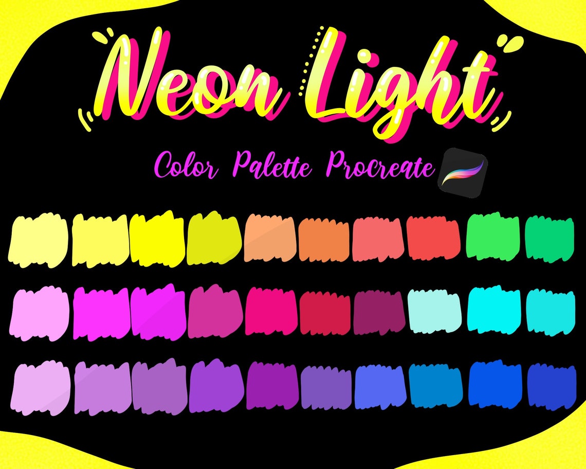 Neon Light Procreate Color Palette Instant Download Etsy