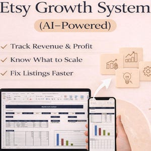Etsy Verkäufer Tabelle, KI-Wachstumssystem, Profit Tracker (Digitaler Download)