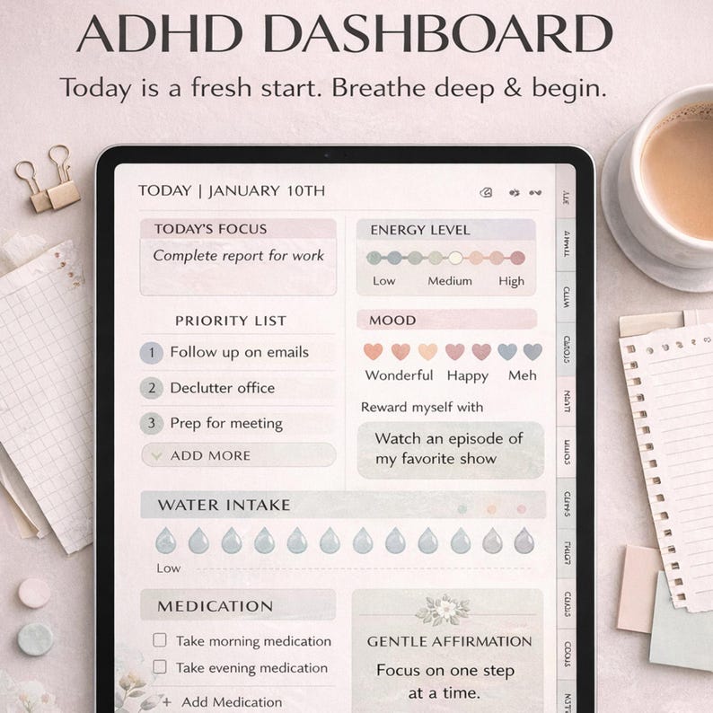 Adhd Digital Planner Bestseller, Daily Weekly Monthly, Hyperlinked PDF ...