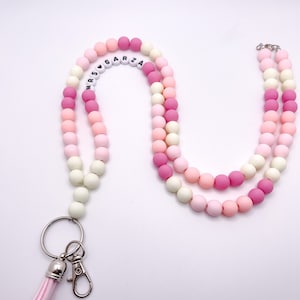 Personalized Pink Ombre Lanyard / Breakaway Teacher Lanyard/Personalized Lanyard / Lanyard with ID Holder / boho Lanyard  / Teacher Gift