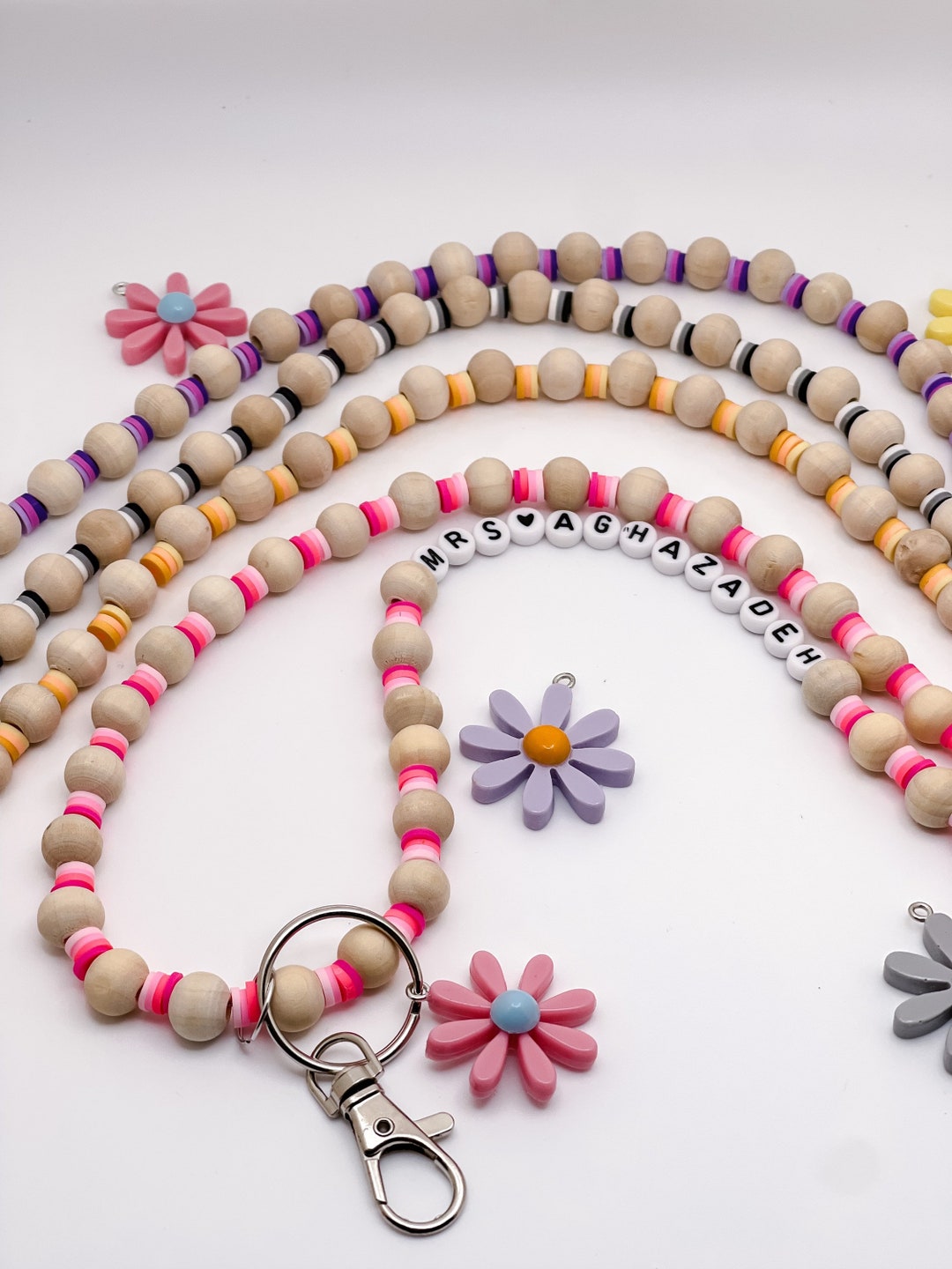 Personalized Flower Lanyard / Breakaway Teacher Lanyard/personalized ...