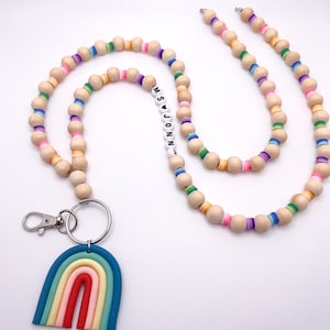 Personalized Rainbow Lanyard / Breakaway teacher Lanyard/Personalized Lanyard / ID Holder / Boho Lanyard /Teacher Lanyard / Teacher Gift