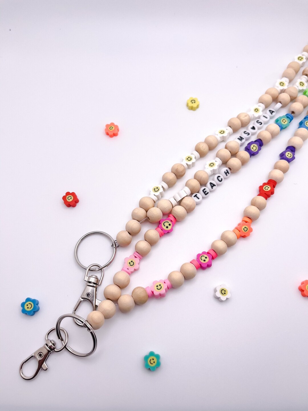 Personalized Retro Flower Lanyard / Breakaway Teacher Lanyard ...