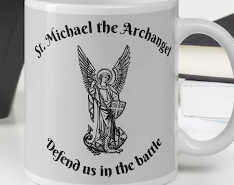 St. Michael the Archangel gray ceramic mug