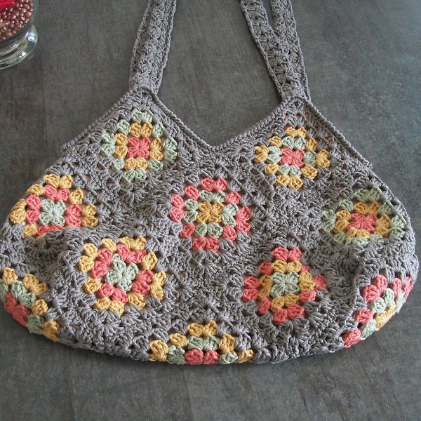 Granny crochet bag, tote bag, mercerized cotton bag, handmade