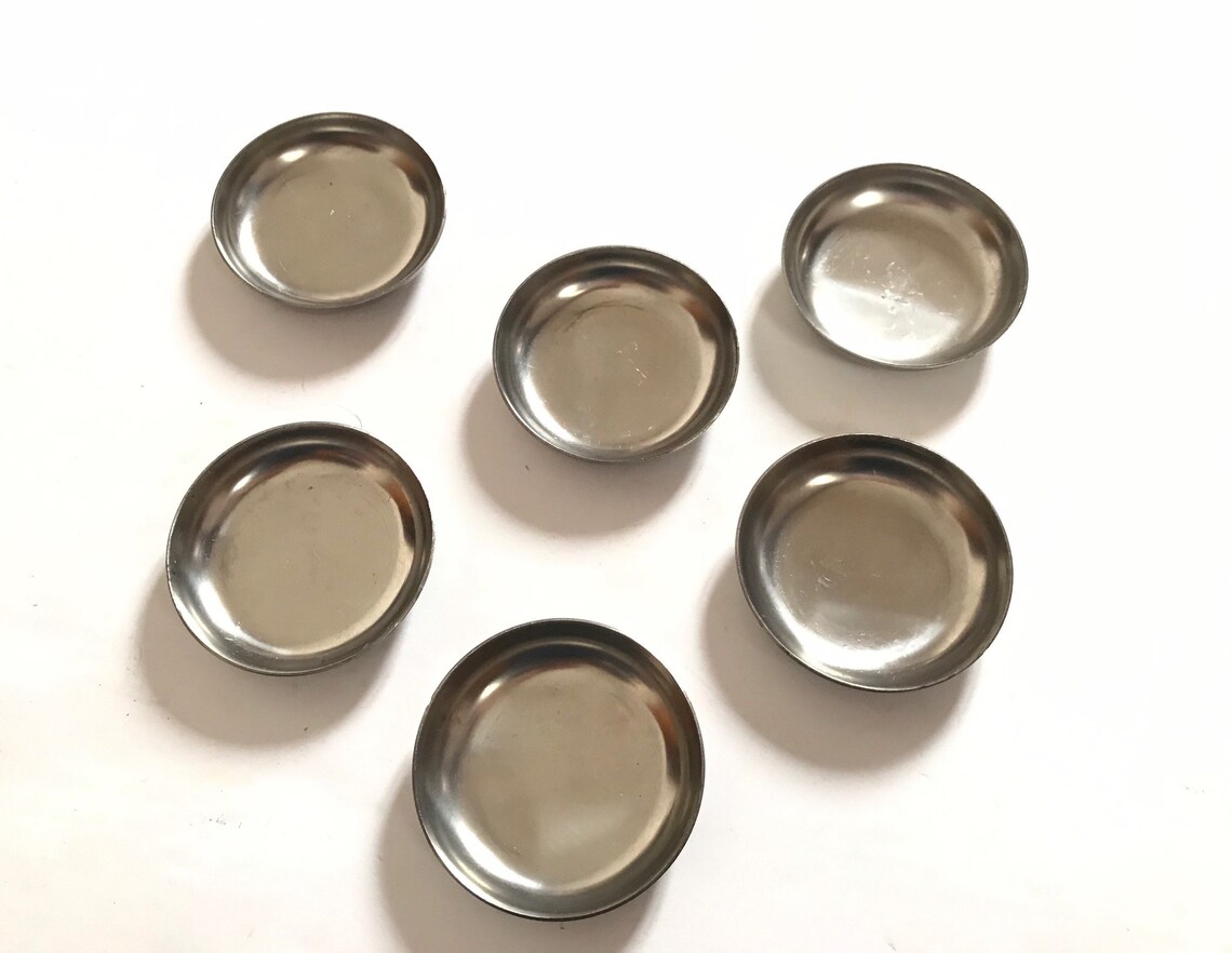 Set of 6 Vintage Small Metal Plates Silver Plates Stainless - Etsy