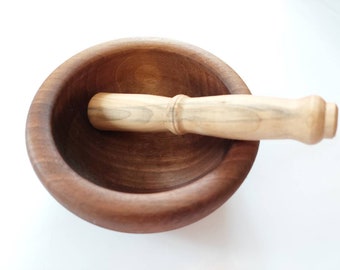 Wooden mortar Large Mortar Wooden Pestle Hand Mixer Masher Grinder Kitchenware