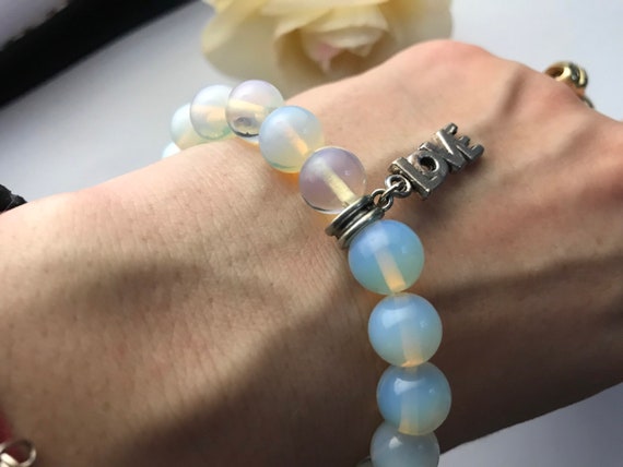 moonstone bracelet, love bracelet, sky blue brace… - image 8