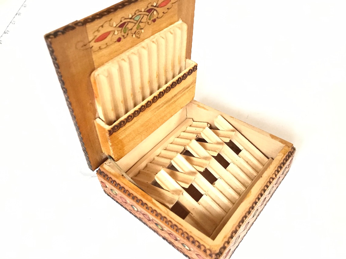 Wooden Cigar Case Vintage Handmade Wooden Cigarettes Pocket Etsy UK
