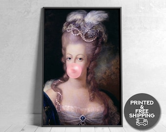 Maria Antonietta Bubblegum, Arte murale eclettica, Pittura vintage, Arte vintage alterata, Ritratto artistico alterato, Arredamento barocco, Arredamento eclettico