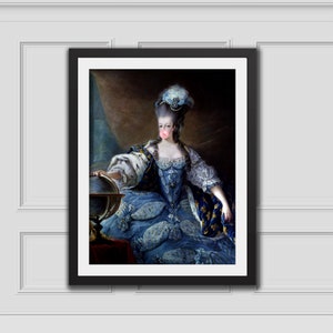 Marie Antoinette Bubblegum w/ Globe Printable Art Vintage Print Altered Art Painting Portrait Renaissance Art Baroque Wall Decor Rococo Art