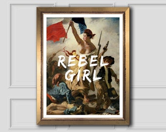 Rebel Girl Altered Painting, Arte femminista, Citazione stampabile, Poster femminista, Arte murale stampabile, Regalo per lei, Stampa citazione, Office Wall Art