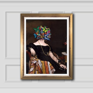 Madame Jacques Butterfly Head Print,Alter Vintage Painting,Alter Art Poster,Printable Art,Eclectic Wall Art Print,Alter Art,Butterfly Print
