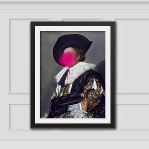 Smiling Gentleman Pink Splatter Print, Rococo Vintage,French Rococo Painting,Baroque Download Printable,Brush Art,Fashion,Eclectic Alter Art