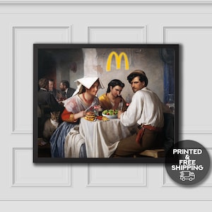 McDonald&#39;s Osteria Print, Eclectic Wall Art Altered Art Print Printed Wall Art Alter Bubblegum Art Classic Art Print Renaissance Art Poster