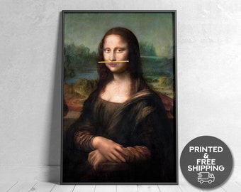 Mona Lisa Holding A Pencil On Her Lip Print, Eclectic Wall Art, Renaissance Art, Altered Art, Framed, Poster, Canvas Print