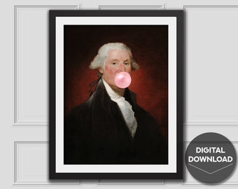 George Washington Bubblegum Print,Eclectic Wall Art,Alter Art Print,Alter Painting,Vintage Art,Eclectic Decor,Bubblegum,Gift Idea,Famous Art