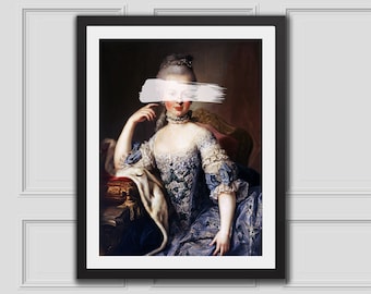 Marie Antoinette weißer Farbstrich druckbare Vintage Print Altered Art Gemälde Portrait Renaissance Kunst klassische Wand-Dekor BeHauteCouture