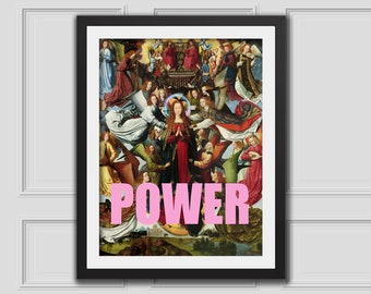 Woman Power Print, Entryway Art, Quote Print, Office Art, Wall Art, Altered Painting, Gift Idea, Feminist Quote, Feminist Art, Mothers Day Gift Idea