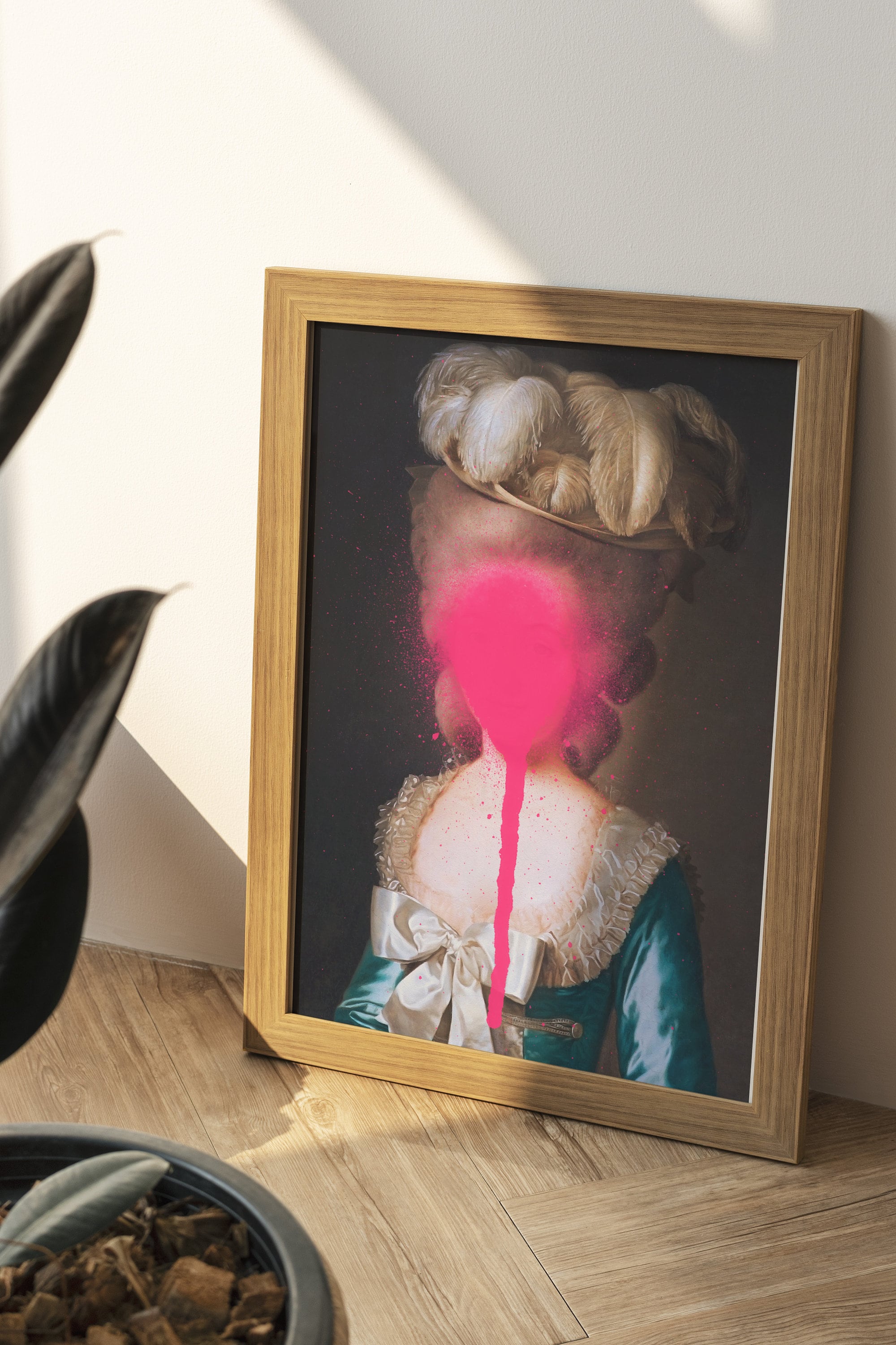 Pop Rococo Marie Antoinette Altered Art Print | Neon Pink Splatter Vintage ...