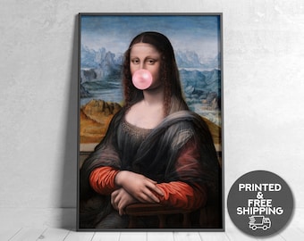 Prado Mona Lisa stampa digitale Bubblegum eclettico parete arte pittura vintage alterato arte vintage alterato arte ritratto pittura Decor eclettico