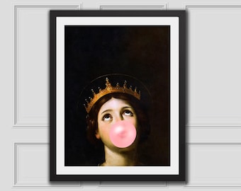 モナリザの唇に鉛筆を乗せたプリント、折衷的な壁アート、アート