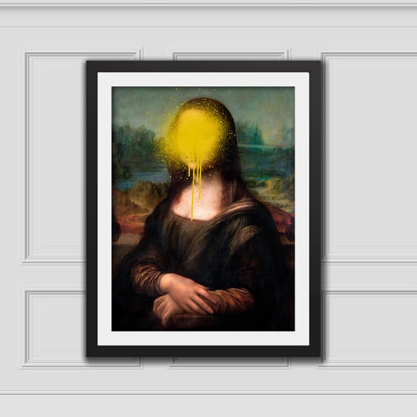 Mona Lisa Gold Splatter Print, Eclectic Wall Art, Alter Art Print, Alter Painting, Alter Vintage Art,Famous Art,Eclectic Decor,Baroque Decor