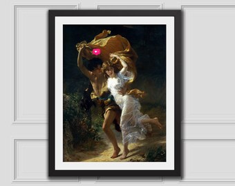 Couple Running Valentines Day Printable Decor, Altered Art, Valentine Printable Art, Eclectic Valentine Wall Art, Valentine Gift For Her