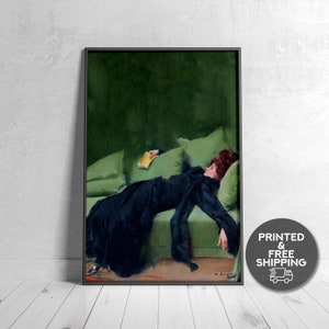 Señora acostada en el sofá Impresión Arte de pared ecléctico Arte renacentista Impresión de arte clásico vintage alterado Pintura famosa Póster artístico enmarcado Impresión de lienzo