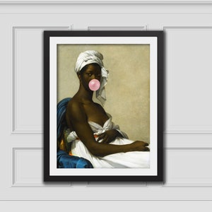 Madeleine Bubblegum Girl Print,Eclectic Decor,Altered Art Print,Black Art Prints,Black Wall Art Prints,Black Art Prints Download,Classic Art