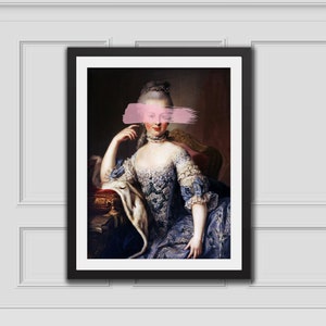 Marie Antoinette Pink Stroke, Altered Art Print, Printable Wall Art, French Rococo Oil Painting, Baroque, Pink Wall Art, Eclectic Wall Art